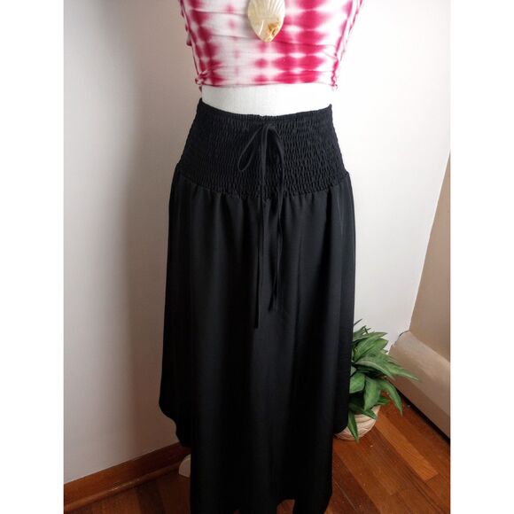 Black Elastic Waist Asymmetrical Skirt / Size Large / Gypsy - Picture 5 of 8